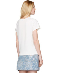 Marc Jacobs Ivory Glitter Logo T Shirt