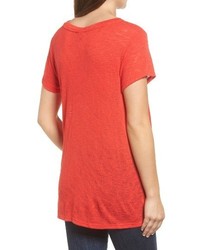 Bobeau Jessica Twist Hem Slub Tee