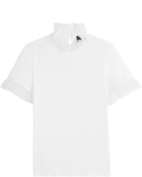 Burberry London Cotton T Shirt With Tulle Trims
