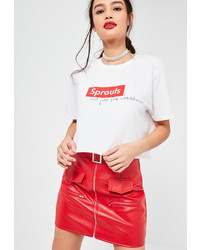 Missguided White Sprouts Not Just For Christmas Cropped T Shirt