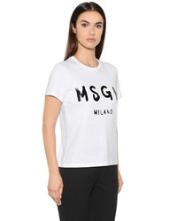 MSGM Plain Logo Cotton Jersey T Shirt
