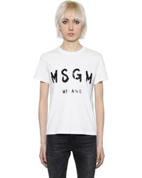MSGM Plain Logo Cotton Jersey T Shirt