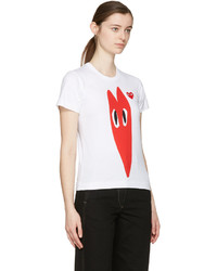 Comme des Garcons Play White Hearts T Shirt