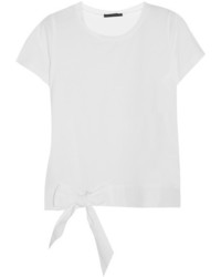 J.Crew Poplin Trimmed Cotton Jersey T Shirt White