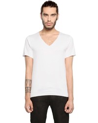 Giorgio Brato Raw Cut Cotton Jersey V Neck T Shirt