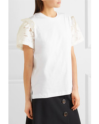 Mother of Pearl Rex Fil Coup Paneled Cotton Jersey T Shirt White