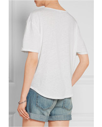 James Perse Slub Linen And Cotton Blend T Shirt White
