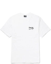 Stussy Stssy Slim Fit Flocked Cotton Jersey T Shirt