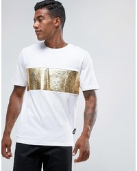 Jaded London T Shirt In White With Gold Foil Panel