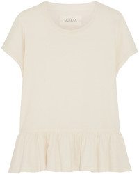 The Great The Ruffle Cotton Jersey T Shirt Off White