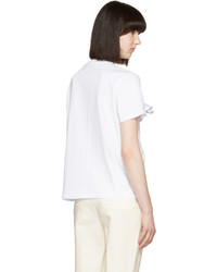 MSGM White Asymmetric Ruffle T Shirt