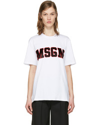 MSGM White College Logo T Shirt