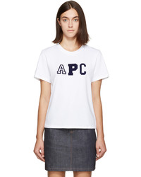 A.P.C. White Collegien Logo T Shirt