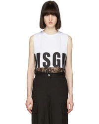 MSGM White Cropped Muscle T Shirt