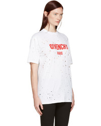 Givenchy White Destroyed Logo T Shirt