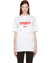 Givenchy White Destroyed Logo T Shirt
