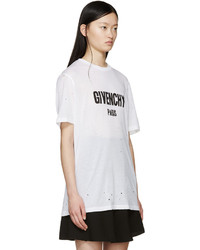 Givenchy White Distressed Logo T Shirt