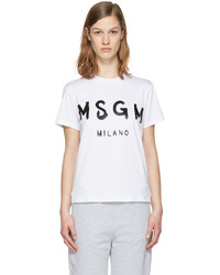 MSGM White Drawn Logo T Shirt