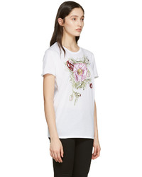 Alexander McQueen White Embroidered Floral T Shirt