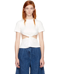 Edit White Front Knot T Shirt