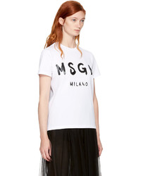 MSGM White Milano Logo T Shirt