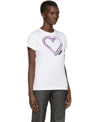 Carven White Neon Heart T Shirt