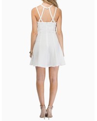 ChicNova Round Neck Cross Lacing White Cami Dress