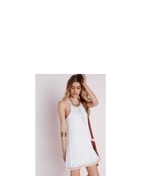Missguided Strappy Embroidered Cami Dress White