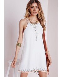 Missguided Strappy Embroidered Cami Dress White