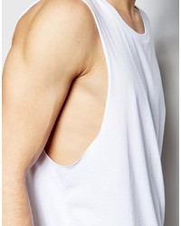 Asos Brand Sleeveless T Shirt With Scoop Neck And Dropped Armhole In White