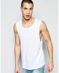 Asos Brand Sleeveless T Shirt With Scoop Neck And Dropped Armhole In White