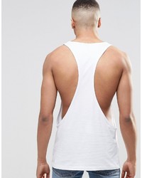 Asos Brand Tank With Extreme Dropped Armhole And Racer Back In White