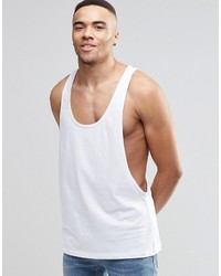 Asos Brand Tank With Extreme Dropped Armhole And Racer Back In White