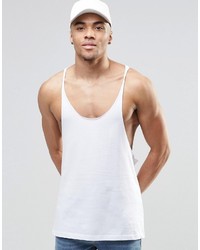 Asos Brand Tank With Raw Edge Extreme Racer Back In White