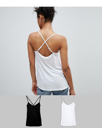 ASOS DESIGN Cami With Cross Straps In Swing Fit 2 Pack Save
