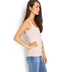 Forever 21 Contemporary Lace Trimmed Knit Tank