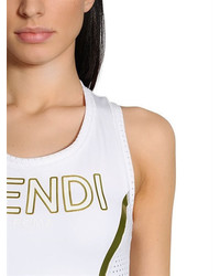 Fendi Embossed Logo Stretch Jersey Tank Top