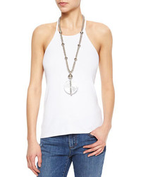 Eileen Fisher Halter Ribbed Yoga Cami White