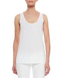 Johnny Was Collection Scoop Neck Cotton Tank White