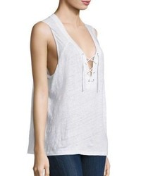 Monrow Lace Up Linen Tank Top
