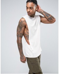 Asos Longline Sleeveless T Shirt With Extreme Dropped Armhole In Off White