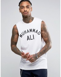 Asos Muhammed Ali Sleeveless T Shirt With Dropped Armhole In White