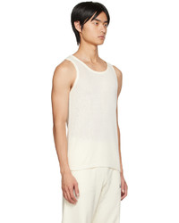 Late Checkout Off White Knitted Singlet Tank Top