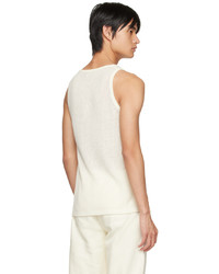 Late Checkout Off White Knitted Singlet Tank Top