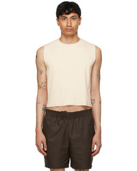 Camiel Fortgens Off White Rib Knit Fitted Tank Top