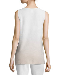 Lafayette 148 New York Round Neck Sequined Ombre Tank Soywhite