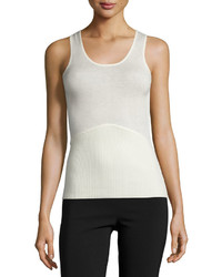 Yigal Azrouel Scoop Neck Fitted Tank Top Ivory