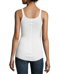 Vince Scoop Neck Ribbed Tank White