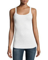 Vince Scoop Neck Ribbed Tank White