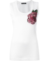 Dolce & Gabbana Sequinned Rose Tank Top
